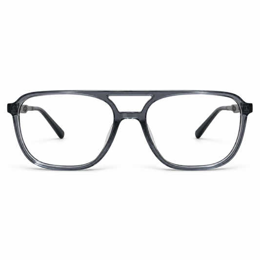 Óculos de Grau Masculino Cinza Fumê com Ponte Dupla