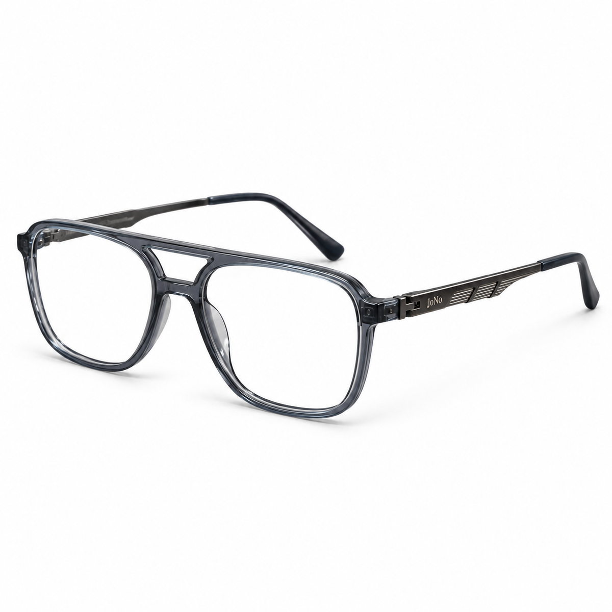 Óculos de Grau Masculino Cinza Fumê com Ponte Dupla