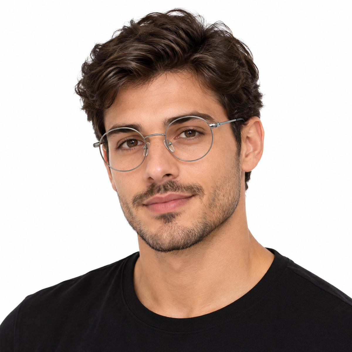 Óculos de Grau Unissex HT Prata Redondo