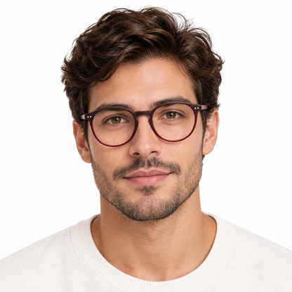 Óculos de Grau Unissex Vinho Redondo