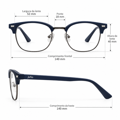 Óculos de Grau Masculino JoNo Azul Marinho Semiaro