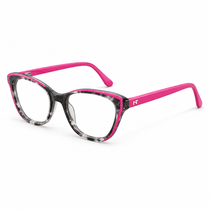 Óculos de Grau Feminino Gatinho Fumê com Rosa
