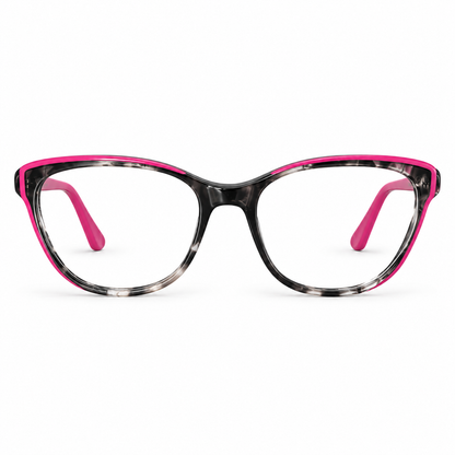 Óculos de Grau Feminino Gatinho Fumê com Rosa