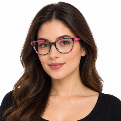 Óculos de Grau Feminino Gatinho Fumê com Rosa