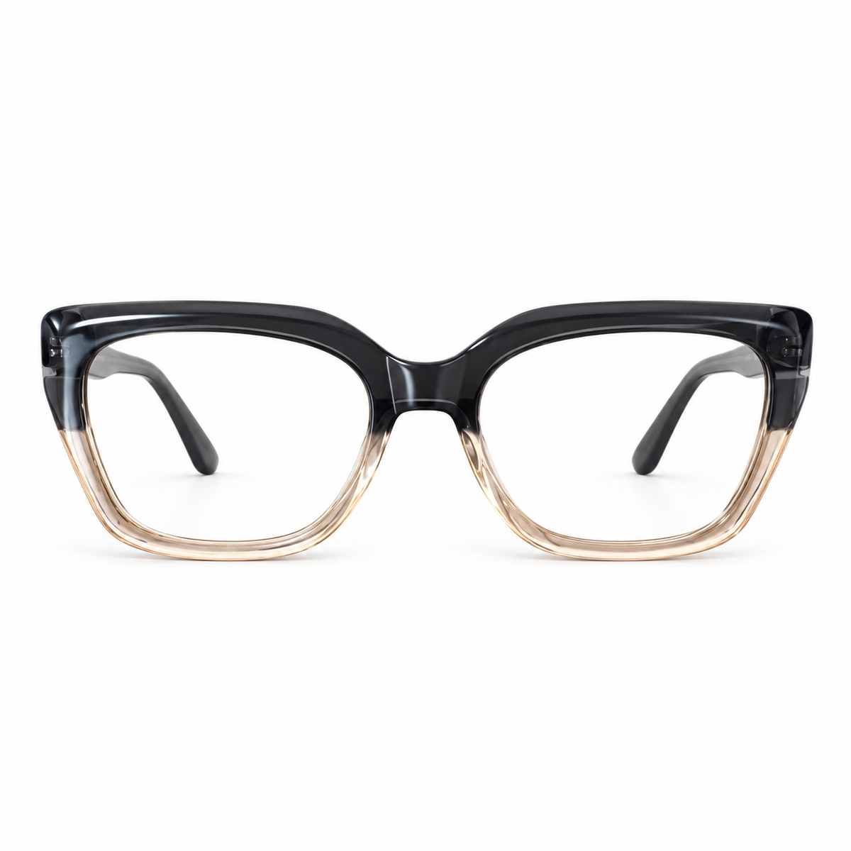 Óculos de Grau Feminino Bicolor Preto Fumê e Champanhe