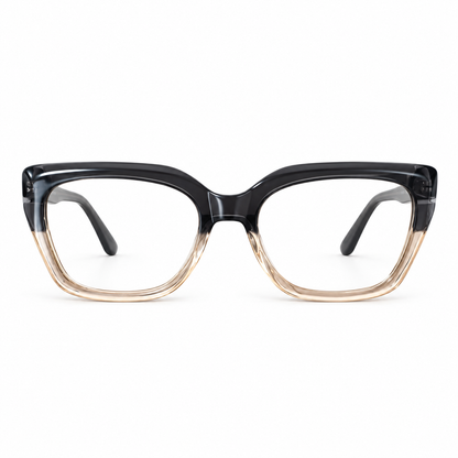 Óculos de Grau Feminino Bicolor Preto Fumê e Champanhe