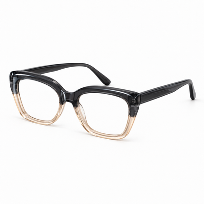 Óculos de Grau Feminino Bicolor Preto Fumê e Champanhe