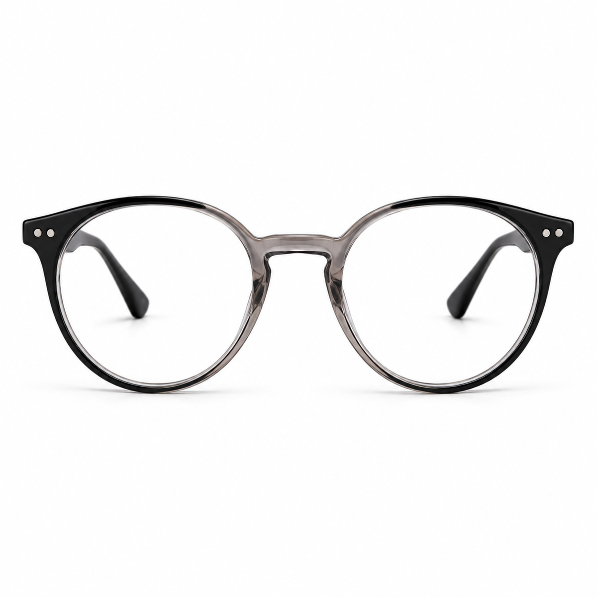 Óculos de Grau Feminino Bellagio Redondo Preto com Cristal Fumê