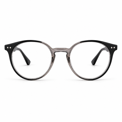 Óculos de Grau Feminino Bellagio Redondo Preto com Cristal Fumê