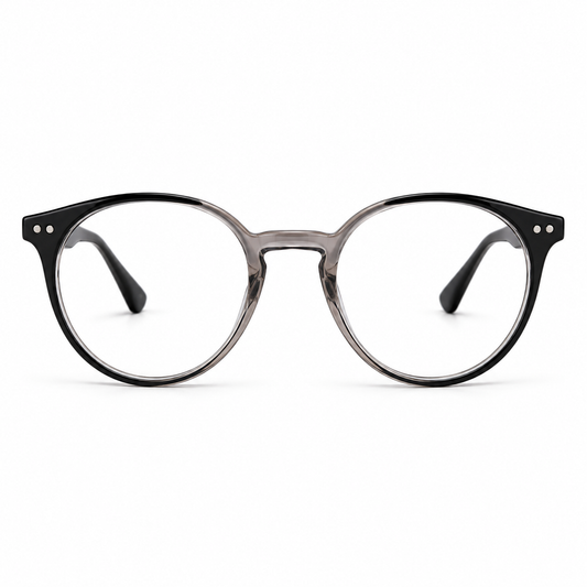 Óculos de Grau Feminino Bellagio Redondo Preto com Cristal Fumê