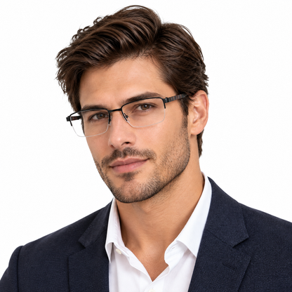 Óculos de Grau Masculino Bellagio Preto Retangular